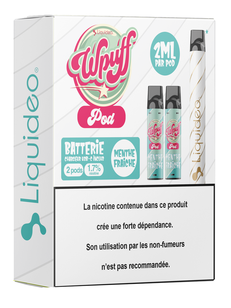 Wpuff Pod System - Starter Kit (1 batterie blanche + 2 pods) Menthe Fraîche x5