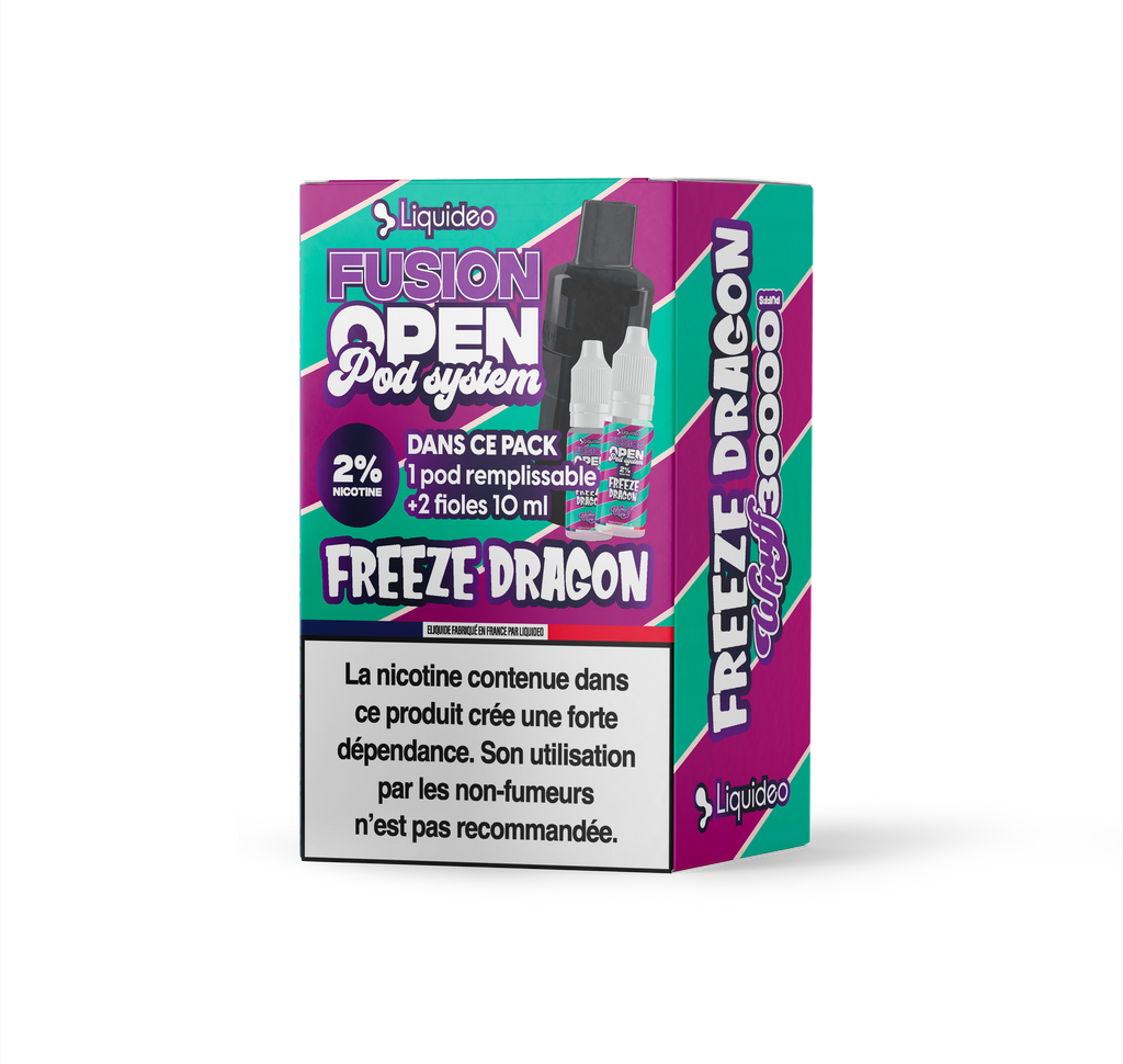 Fusion Open Pod System - Freeze Dragon - 1 pod remplissable + 2 fioles 10ml 2% x5
